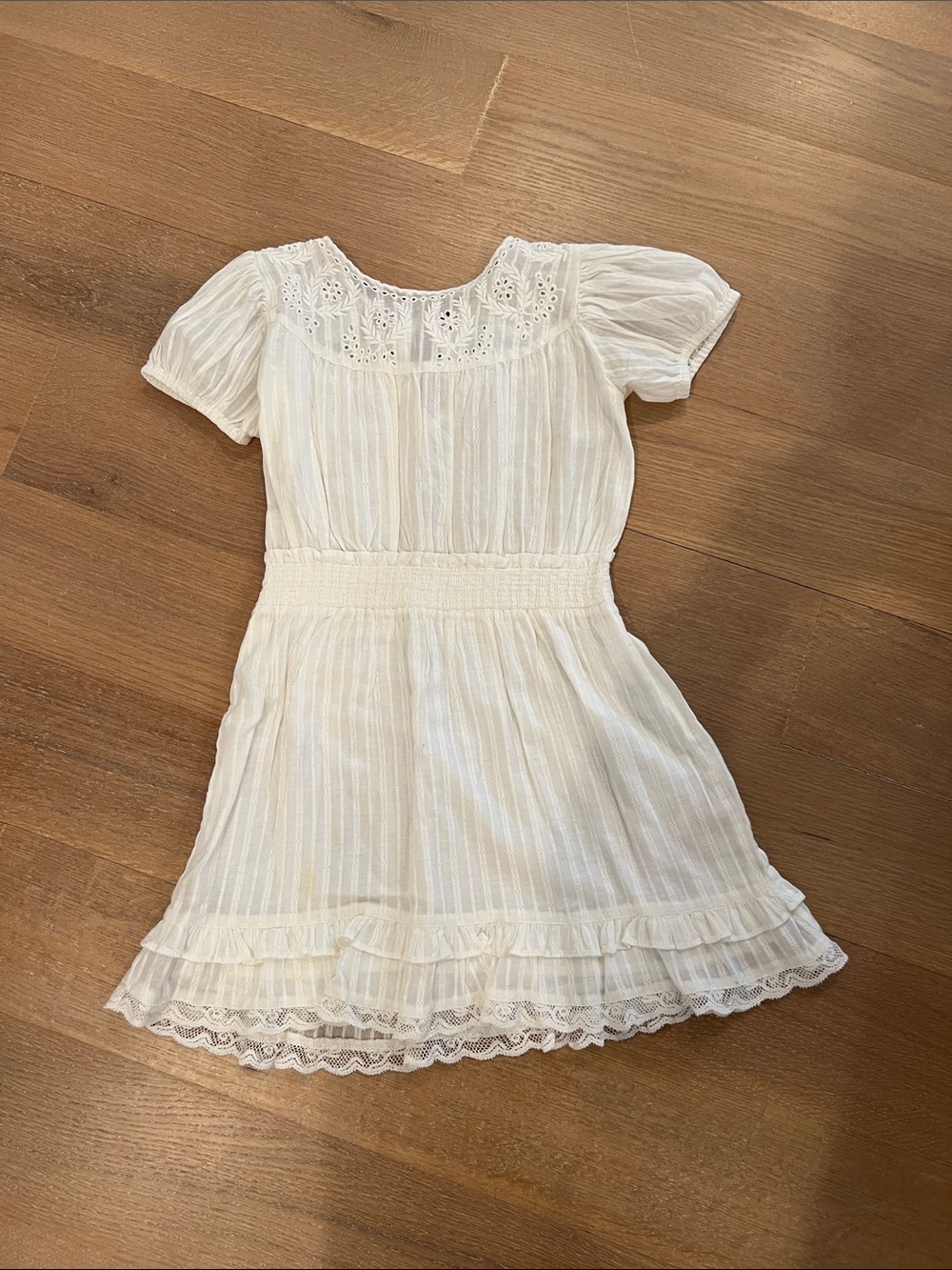 LoveShackFancy Girls' White Cotton Eyelet Dress - Lightweight Summer Style